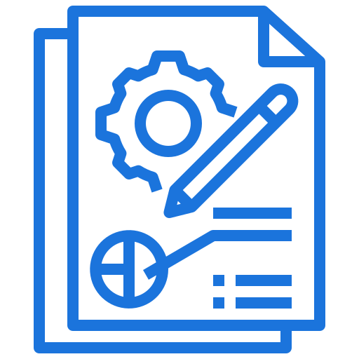 Technical document with gear, pencil, and diagram for content marketing.